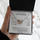 My Beautiful Daughter Necklace - Enjoy the Life - Interlocking Hearts Necklace