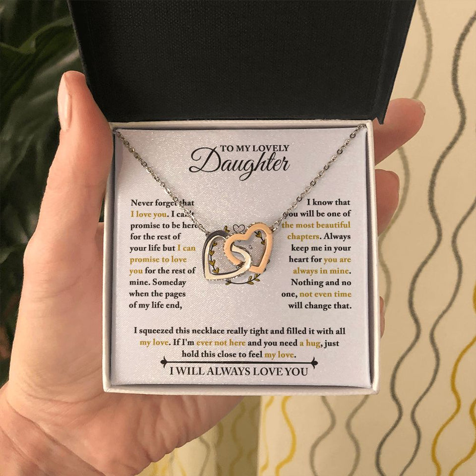 Daughter Necklace - Feel My Love - Interlocking Hearts Necklace