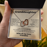 Necklace for Granddaughter - Heart Holds You, With all my love, Grandma - Gift for Granddaughter, Interlocking Hearts Necklace