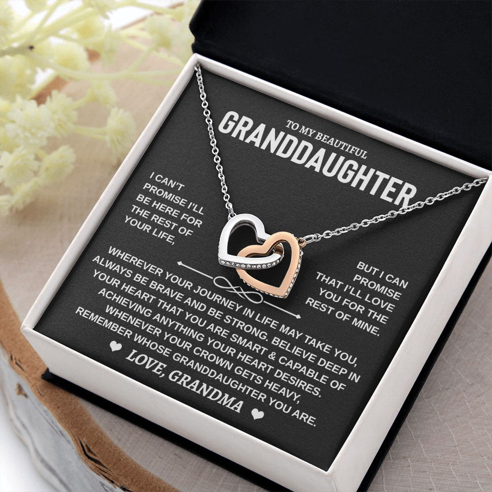 Granddaughter Gift From Grandma | Interlocking Hearts Necklace with Message Card