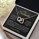 Romantic Gift For Soulmate, In Your Heart, Interlocking Hearts Necklace with Message Card