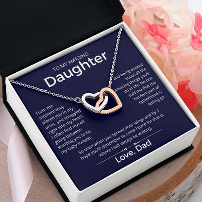 I Will Always Be Waiting - Interlocking Hearts Necklace For Daughter