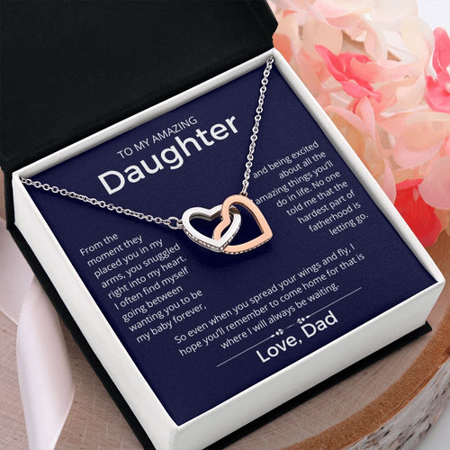 I Will Always Be Waiting - Interlocking Hearts Necklace For Daughter