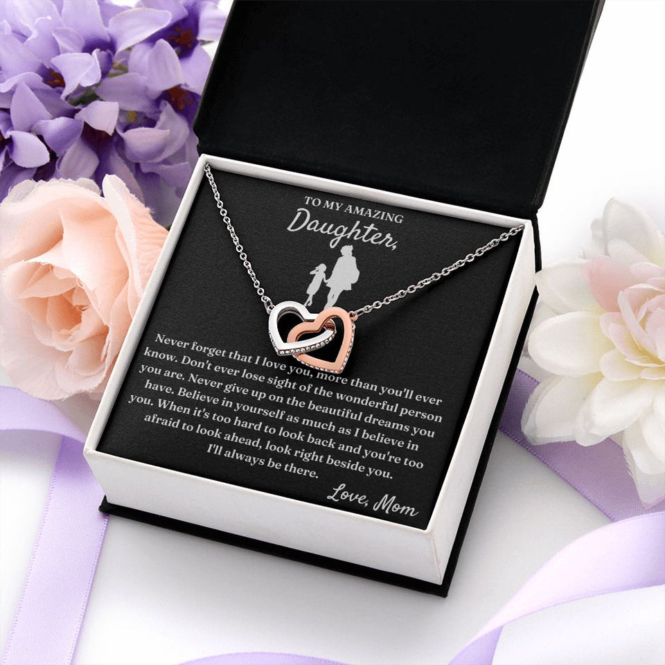 More Than You'll Ever Know - Interlocking Hearts Necklace For Daughter
