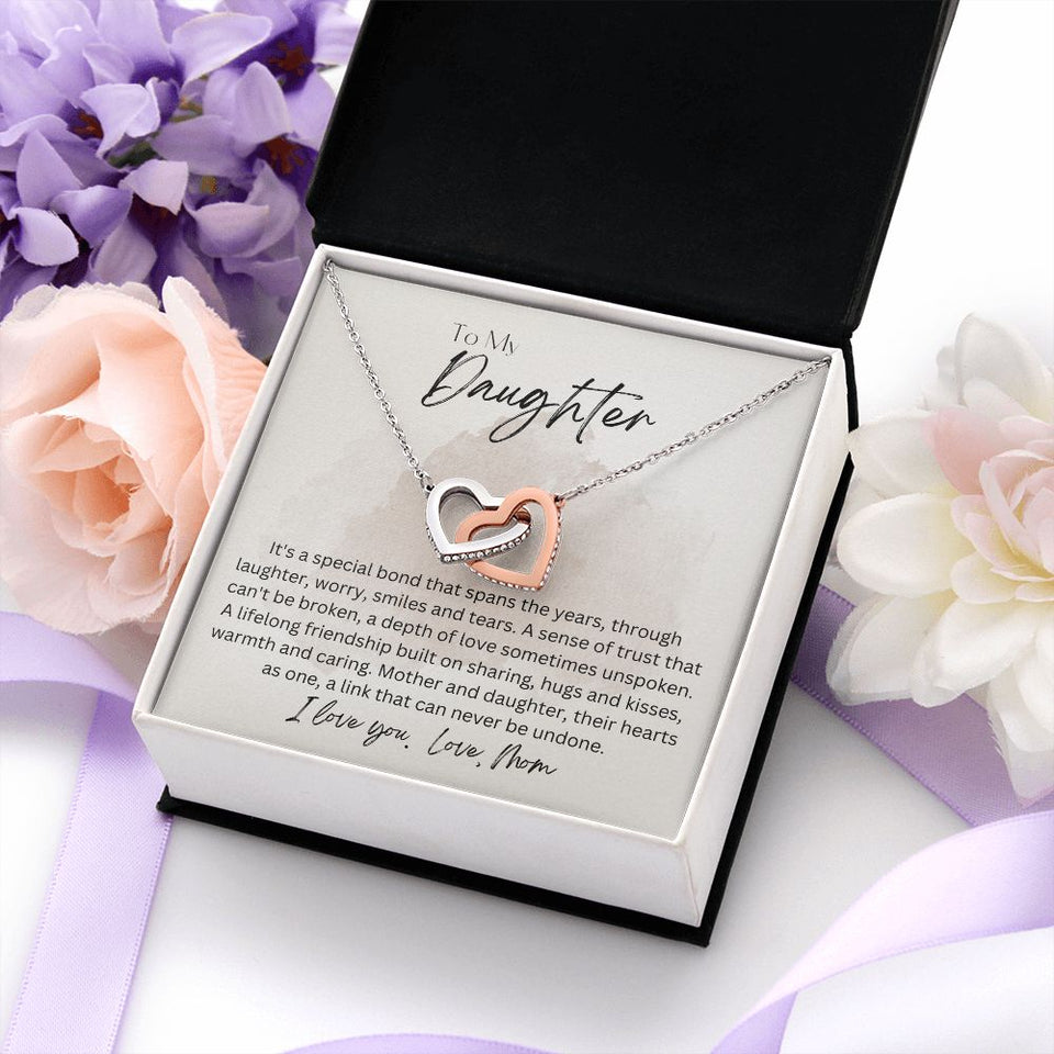 To My Daughter From Mom Interlocking Hearts Necklace Gift For Mom, necklace For Wife, Gift For Mother's Day