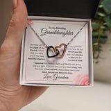 Rose Flower With Pink Background Interlocking Hearts Necklace To My Amazing Granddaughter Gift From Grandma