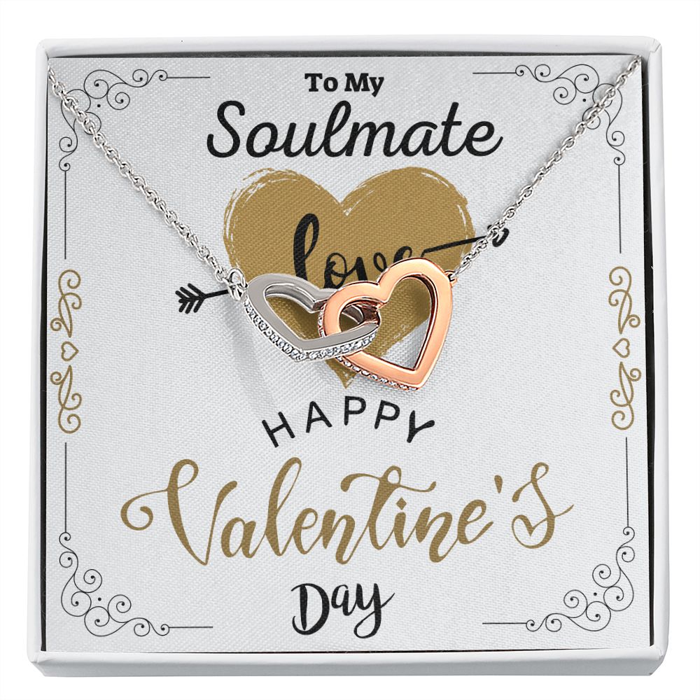 To Your Soulmate Interlocking Hearts Necklace Gift For Happy Valentine's Day