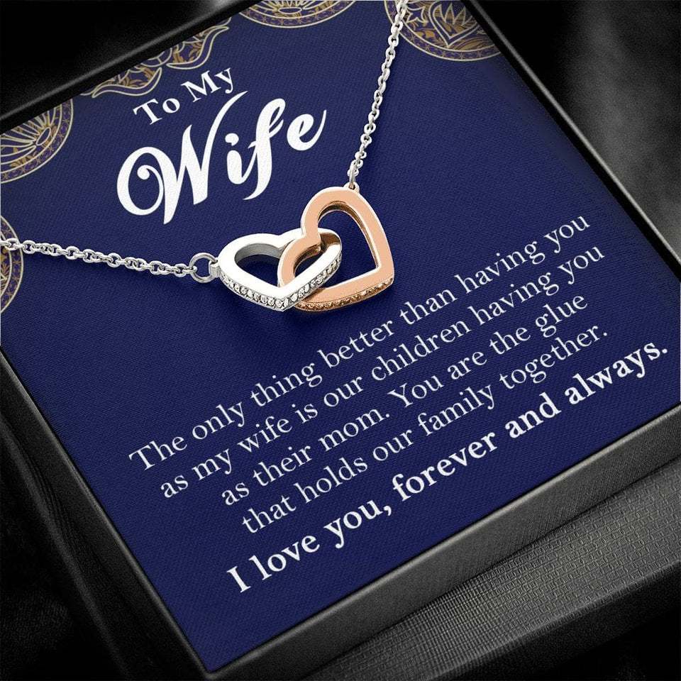 To My Wife Interlocking Hearts Rose Gold Necklace Gift From Husband