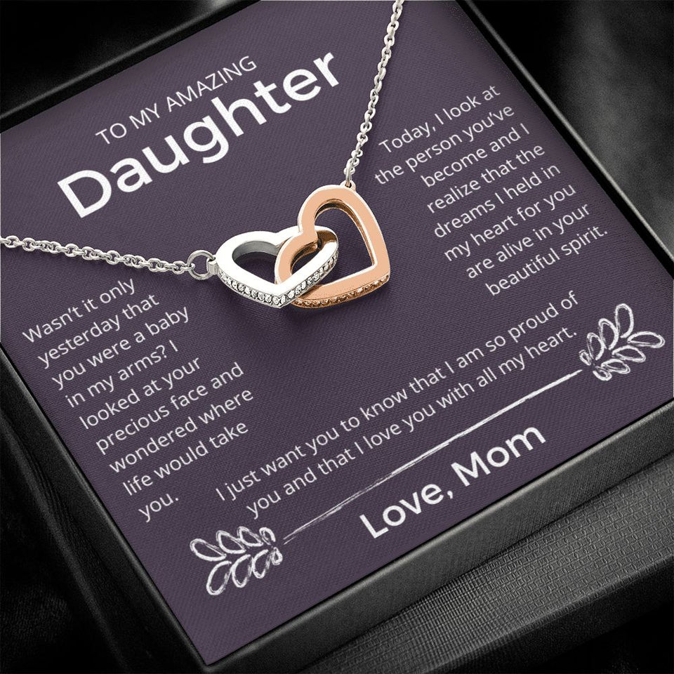The Dreams I Held In My Heart - Interlocking Hearts Necklace For Daughter
