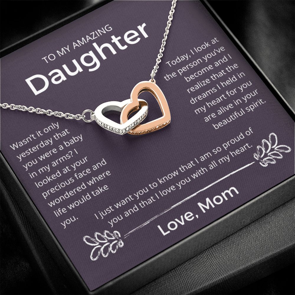 The Dreams I Held In My Heart - Interlocking Hearts Necklace For Daughter
