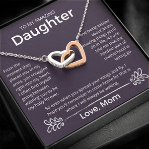 You Snuggled Right Into My Heart - Interlocking Hearts Necklace For Daughter