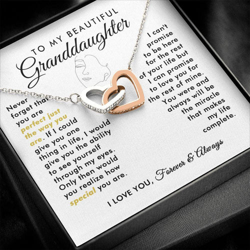 To My Beautiful Granddaughter Never Forget Interlocking Hearts Necklace