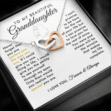 To My Beautiful Granddaughter Never Forget Interlocking Hearts Necklace