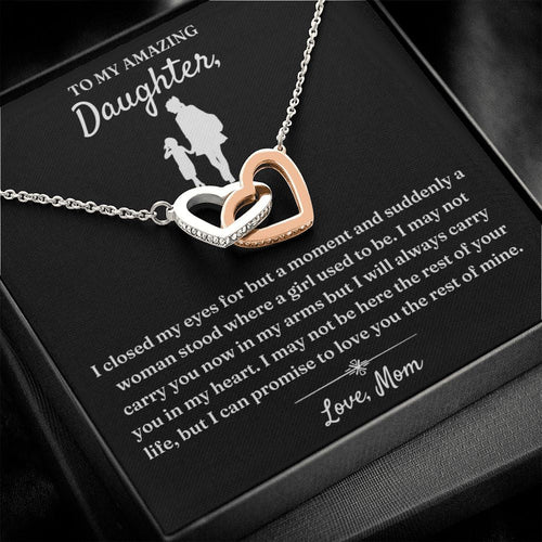 To My Amazing Daughter necklace, In My Heart - Interlocking Hearts Necklace For Daughter