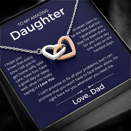 Even On The Hardest Days - Interlocking Hearts Necklace For Daughter