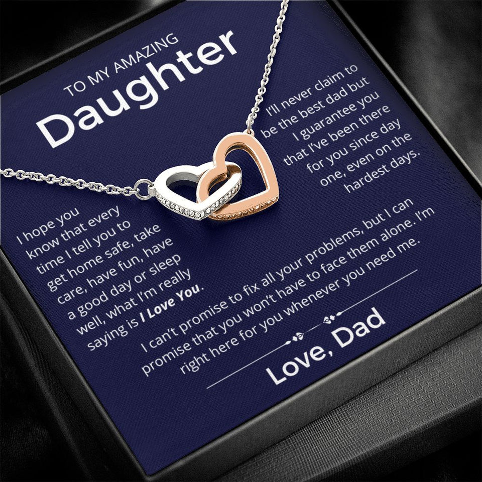 Even On The Hardest Days - Interlocking Hearts Necklace For Daughter
