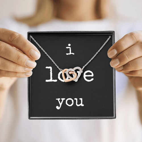i love you - Interlocking Hearts Necklace - Black Gift For Mom, necklace For Wife, Gift For Mother's Day