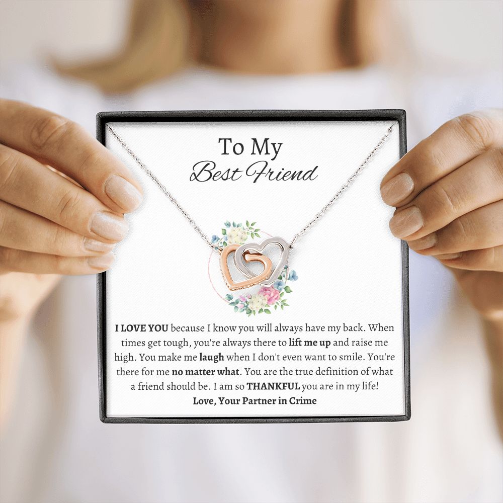 To My Best Friend - Interlocking Hearts Necklace - Partner in Crime Gift For Mom, necklace For Wife, Gift For Mother's Day