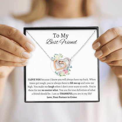 To My Best Friend - Interlocking Hearts Necklace - Partner in Crime Gift For Mom, necklace For Wife, Gift For Mother's Day