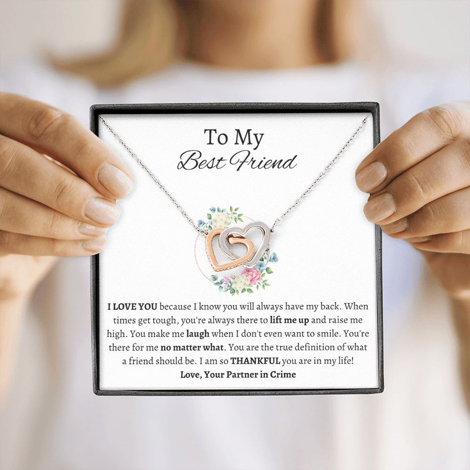 To My Best Friend - Interlocking Hearts Necklace - Partner in Crime Gift For Mom, necklace For Wife, Gift For Mother's Day