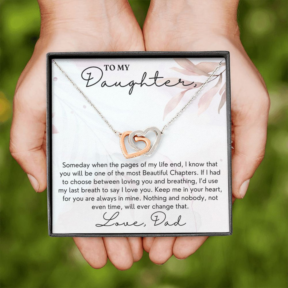 Most Beautiful Chapter Of My Life - Interlocking Hearts Necklace For Daughter