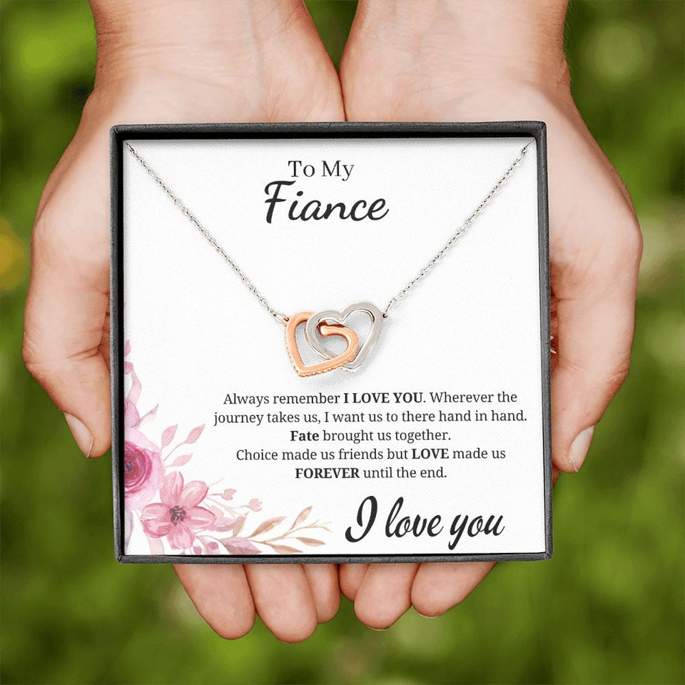 To My Fiance -  Interlocking Hearts - Till The End - White Card Gift For Mom, necklace For Wife, Gift For Mother's Day