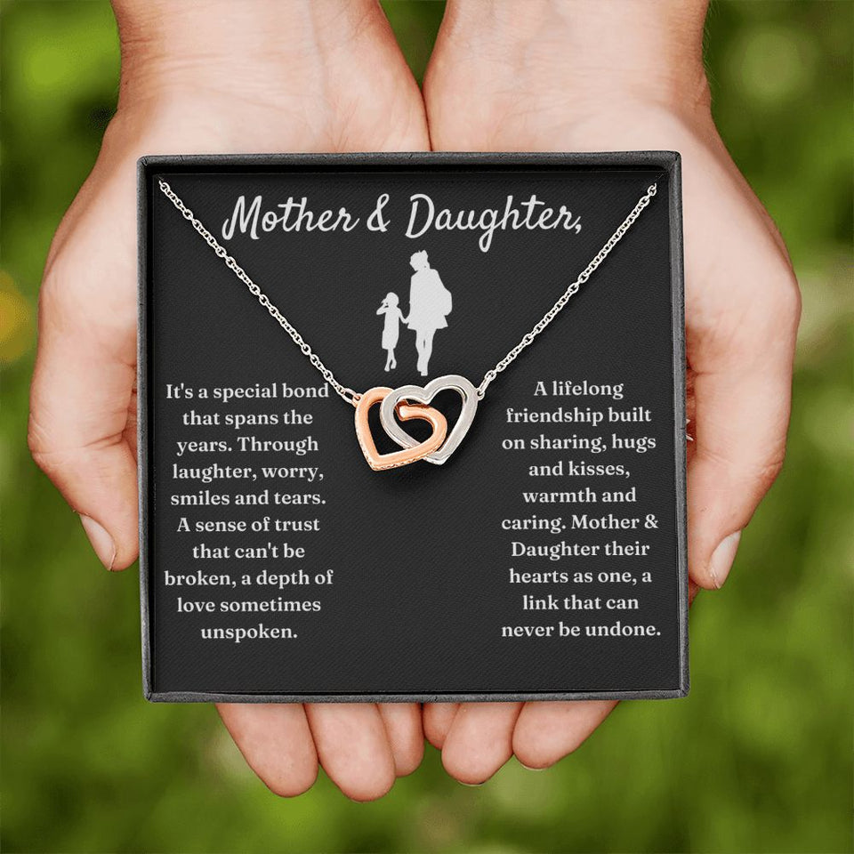 Special Bond That Spans The Years - Interlocking Hearts Necklace For Daughter