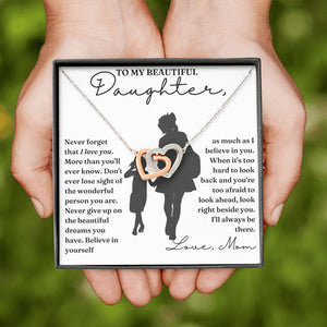 Right Beside You - Interlocking Hearts Necklace For Daughter