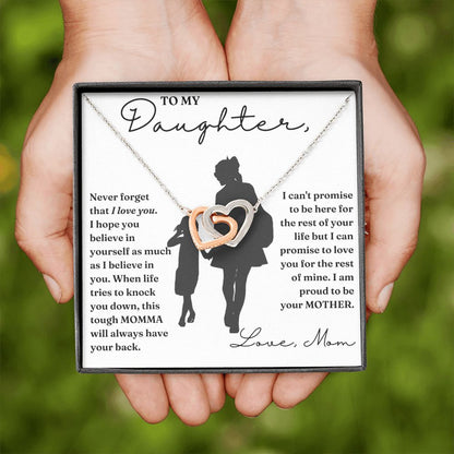 To My Daughter necklace, My Promise - Interlocking Hearts Necklace For Daughter