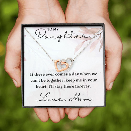 Keep Me In Your Heart - Interlocking Hearts Necklace For Daughter