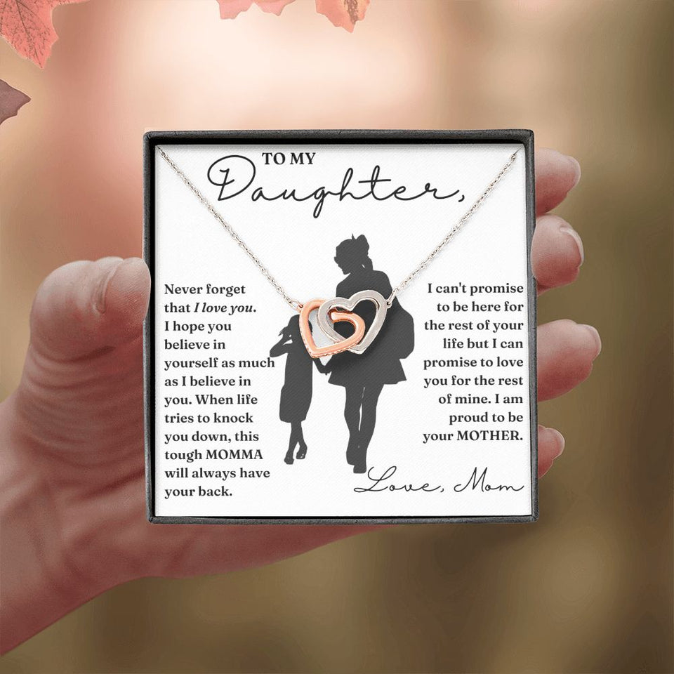 To My Daughter necklace, My Promise - Interlocking Hearts Necklace For Daughter