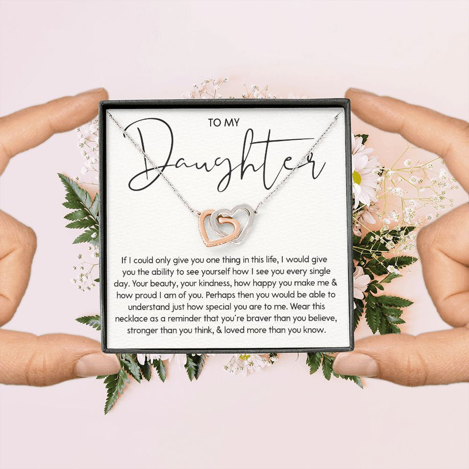 To My Daughter - You Are Special, Interlocking Hearts Necklace Gift