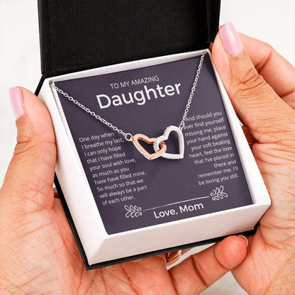 I'll Be Loving You Still - Interlocking Hearts Necklace For Daughter