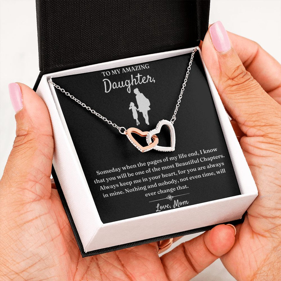 One Of The Most Beautiful Chapters - Interlocking Hearts Necklace For Daughter