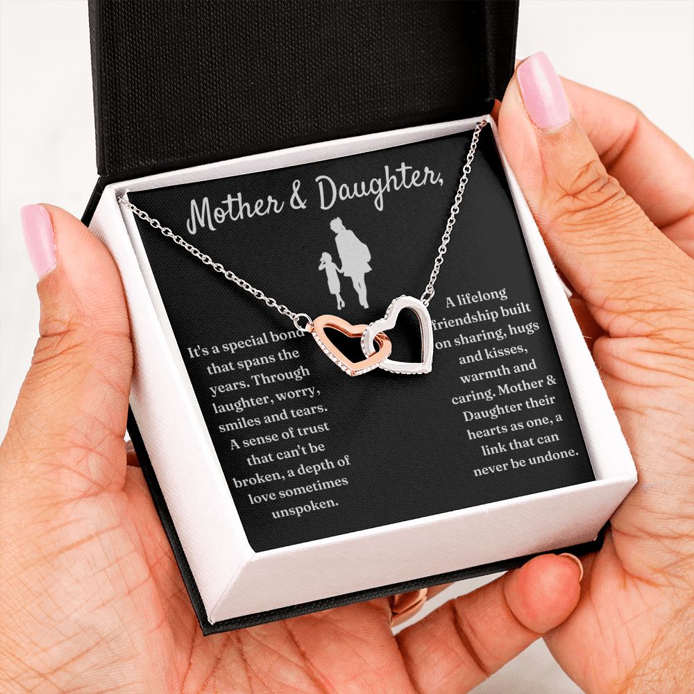 Special Bond That Spans The Years - Interlocking Hearts Necklace For Daughter