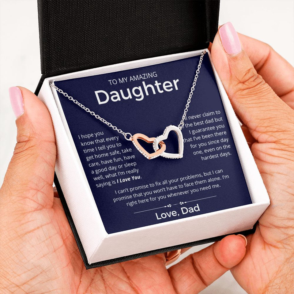Even On The Hardest Days - Interlocking Hearts Necklace For Daughter