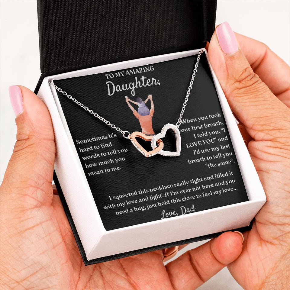 How Much You Mean To Me - Interlocking Hearts Necklace For Daughter