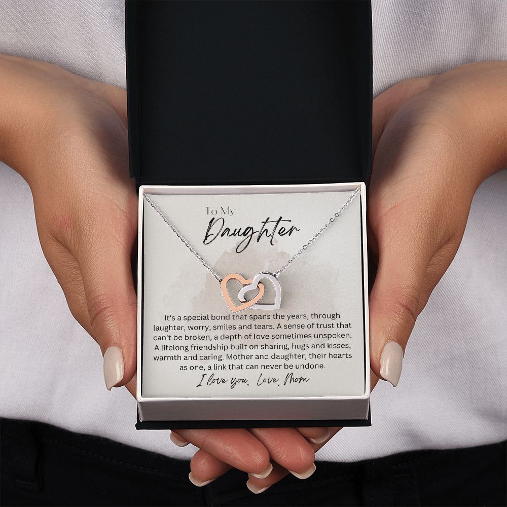 To My Daughter From Mom Interlocking Hearts Necklace Gift For Mom, necklace For Wife, Gift For Mother's Day