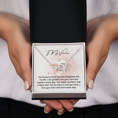 To My Valentine Interlocking Hearts Pendant Necklace Gift For Mom, necklace For Wife, Gift For Mother's Day