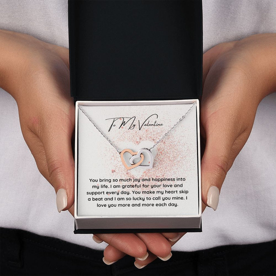 To My Valentine Interlocking Hearts Pendant Necklace Gift For Mom, necklace For Wife, Gift For Mother's Day