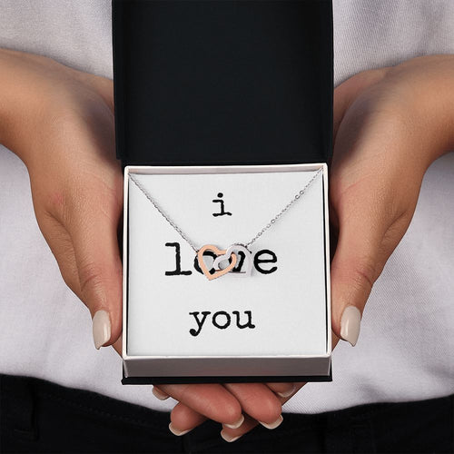 i love you - Interlocking Hearts Necklace - White Gift For Mom, necklace For Wife, Gift For Mother's Day