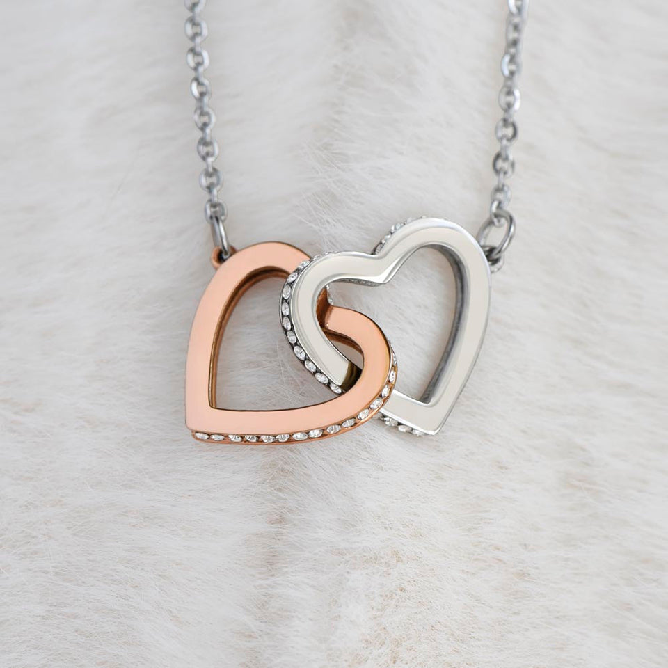 To My Daughter Love Dad Interlocking Hearts Necklace Gift For Mom, necklace For Wife, Gift For Mother's Day