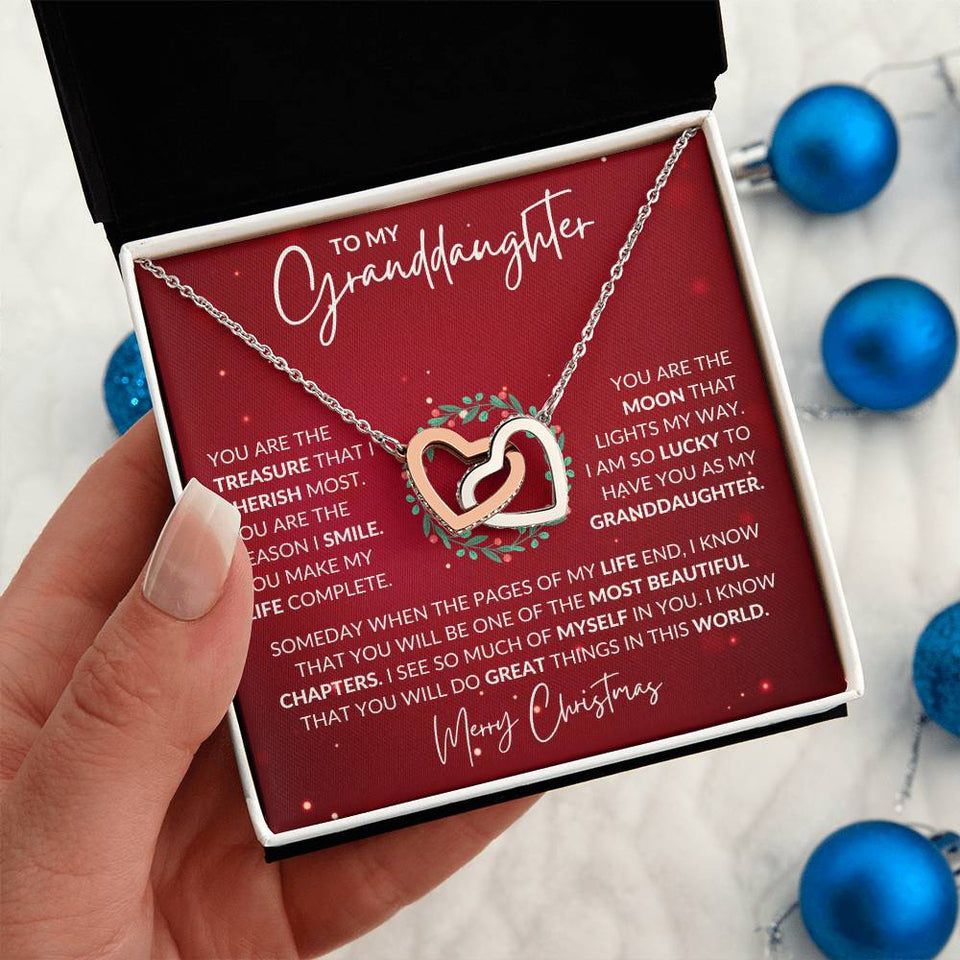 Granddaughter Christmas Interlocking Hearts Necklace Gift