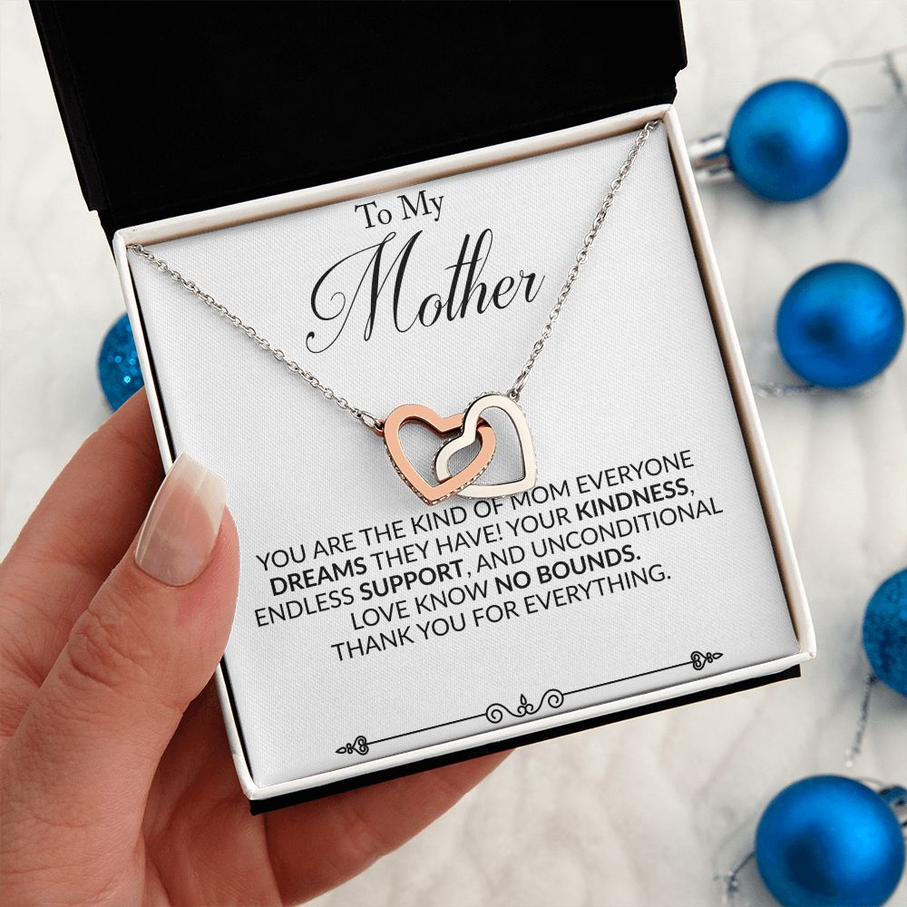 To My Mother Personalized Name Interlocking Hearts Necklace