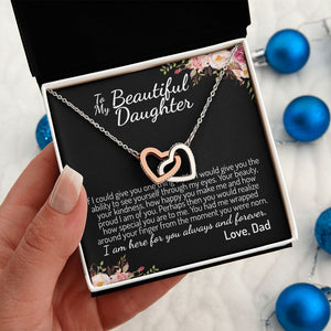 To My Beautiful Daughter | Never Forget That How Much I Love You | Interlocking Hearts Necklace | Gift For Daughter From Dad