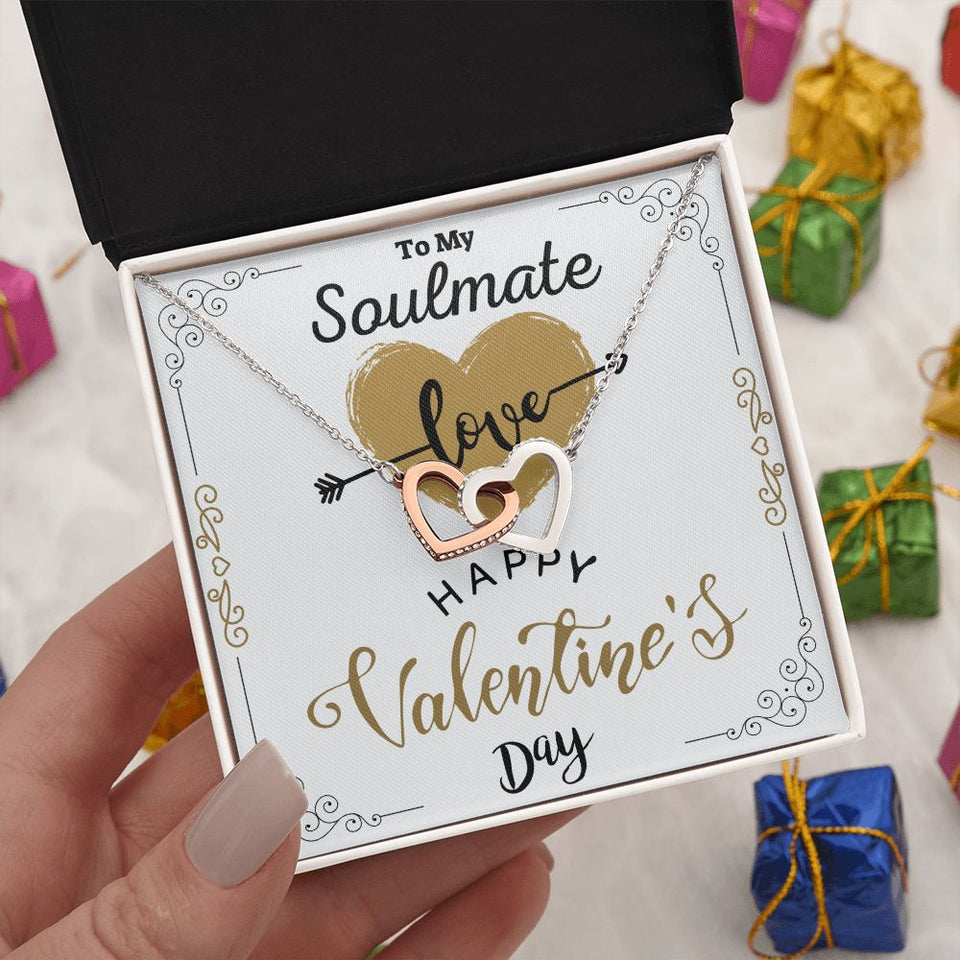 To Your Soulmate Interlocking Hearts Necklace Gift For Happy Valentine's Day