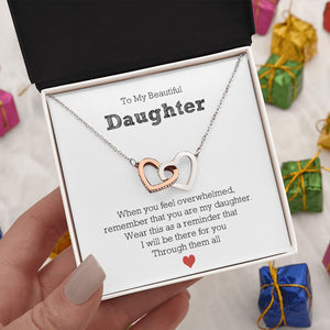 To My Beautiful Daughter - Interlocking Hearts Necklace For Daughter