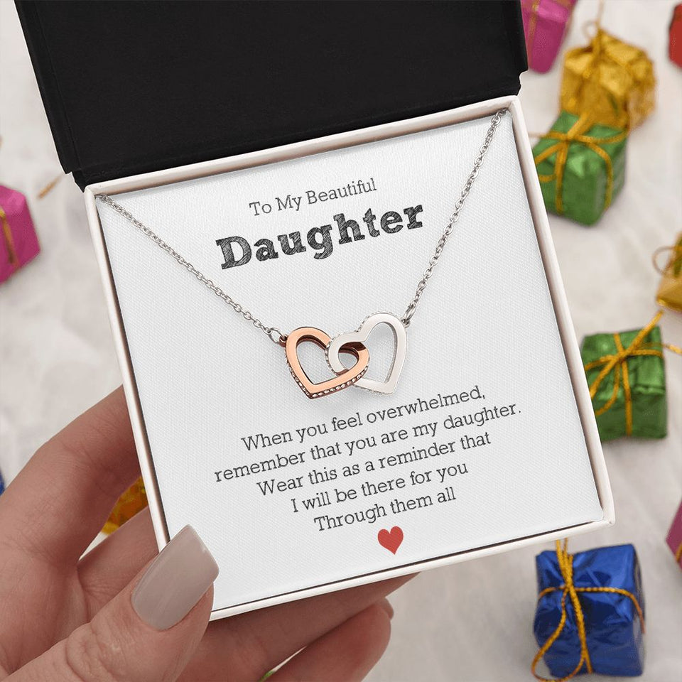 To My Beautiful Daughter - Interlocking Hearts Necklace For Daughter