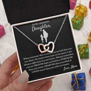 Right There In Your Heart - Interlocking Hearts Necklace For Daughter