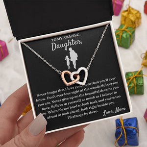 More Than You'll Ever Know - Interlocking Hearts Necklace For Daughter
